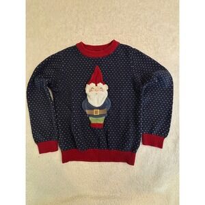 Jingles & Joy Boys Navy Blue Gnome Santa Holiday Christmas Sweater Size 5